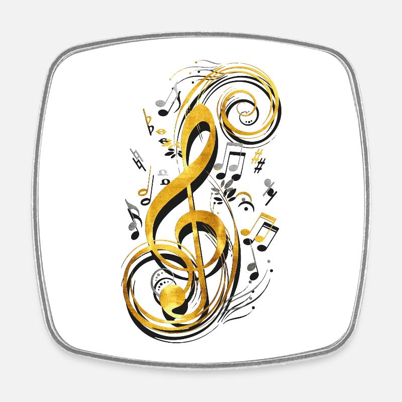 Musique - Clé de musique - Clé de partition - Note - Magnet carré - blanc