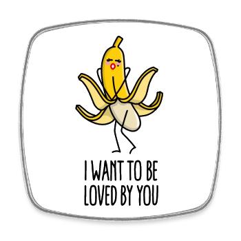 I want to be loved by you Valentinstag Cartoon - Viereckiger Kühlschrankmagnet - Weiß - Vorne