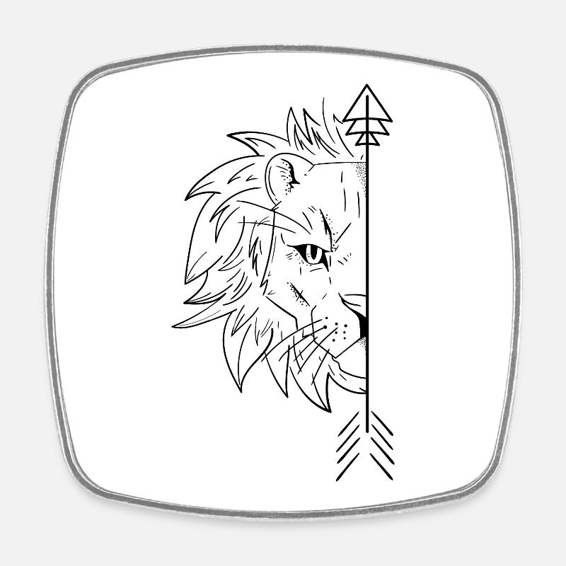 Copains Lion 1/2 - Magnet carré - blanc