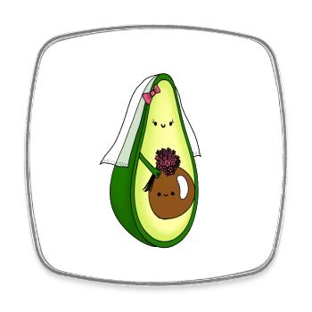 Avocado schwangere Braut mit Babybauch Geschenk - Viereckiger Kühlschrankmagnet - Weiß - Vorne