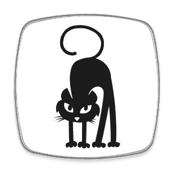 black cat - Square fridge magnet - white - Front