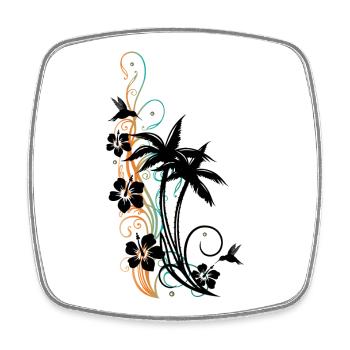 Palmiers Hibiscus Colibri - Magnet carré - blanc - Devant