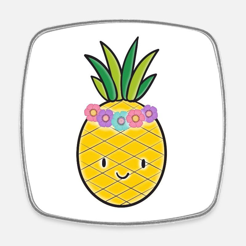 Ananas - Magnet carré - blanc