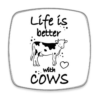 Cow keeper - Square fridge magnet - white - Front