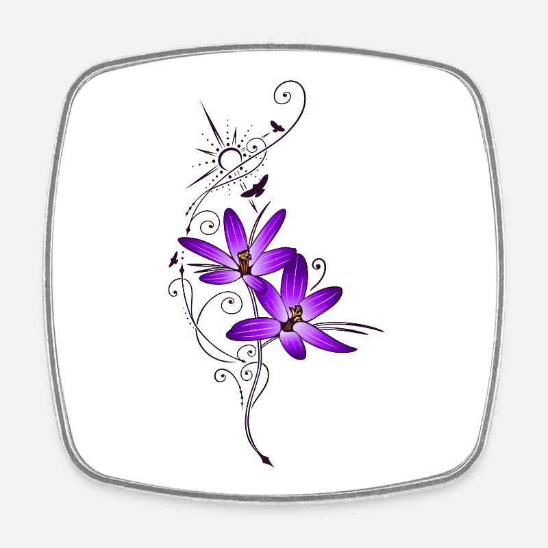Symboles de crocus violets au printemps - Magnet carré - blanc
