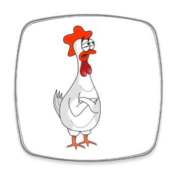 Humorvolle Huhn Cartoon Illustration - Viereckiger Kühlschrankmagnet - Weiß - Vorne