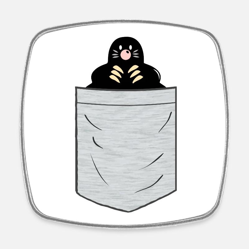 Maulwurf Brusttasche - Viereckiger Kühlschrankmagnet - Weiß