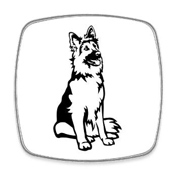 Deutscher Schäferhund - Viereckiger Kühlschrankmagnet - Weiß - Vorne