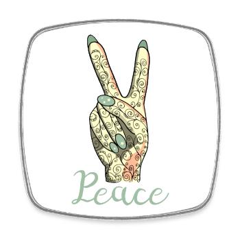 Peace Zeichen Victory Symbol Frau - Viereckiger Kühlschrankmagnet - Weiß - Vorne
