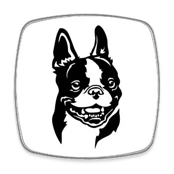 Boston Terrier Kopf - Viereckiger Kühlschrankmagnet - Weiß - Vorne