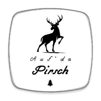 Auf da Pirsch Hirsch  - Viereckiger Kühlschrankmagnet - Weiß - Vorne