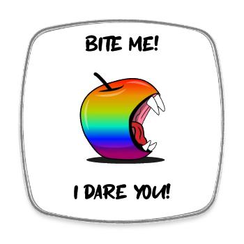 Gay Pride Apple BITE ME - Square fridge magnet - white - Front