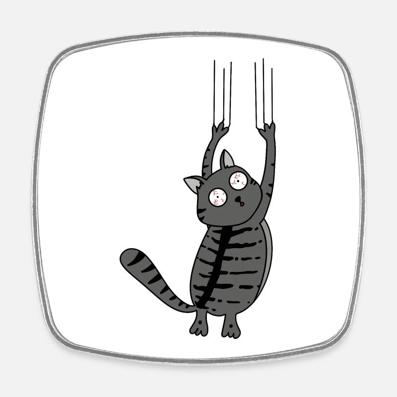 Panic Cat Striped Version - Viereckiger Kühlschrankmagnet - Weiß