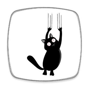 Panic Cat (Black Version) - Square fridge magnet - white - Front
