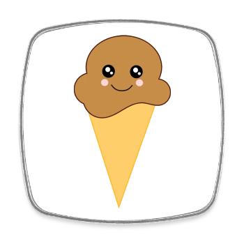 Kawaii Eis Kawaii Schokolade Kawaii Eiscreme - Viereckiger Kühlschrankmagnet - Weiß - Vorne