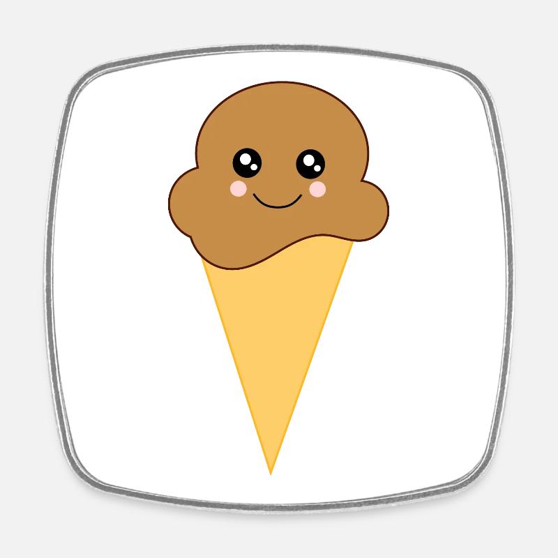 Glace Kawaii Chocolat Kawaii Glace Kawaii - Magnet carré - blanc