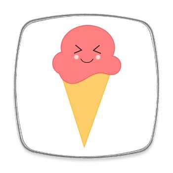 Crème glacée Crème glacée à la fraise - Magnet carré - blanc - Devant