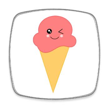 Ice Cream Ice Cream Strawberry Ice Cream - Square fridge magnet - white - Front