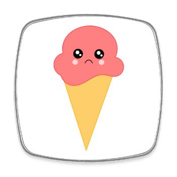 Crème glacée Crème glacée à la fraise - Magnet carré - blanc - Devant