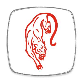 Red Panther Silhouette - Viereckiger Kühlschrankmagnet - Weiß - Vorne