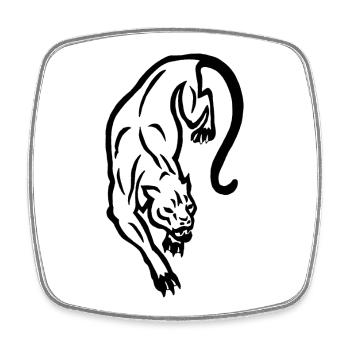 Schwarze Panther-Silhouette - Viereckiger Kühlschrankmagnet - Weiß - Vorne