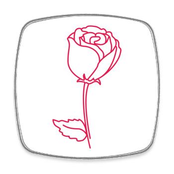Rosenumriss Neonpink - Viereckiger Kühlschrankmagnet - Weiß - Vorne