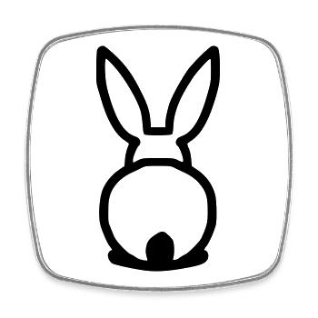 Lapin mignon par derrière - Magnet carré - blanc - Devant