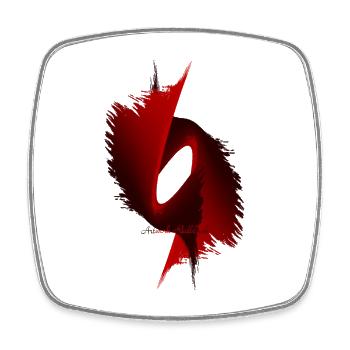 Forme d’une œuvre d’art abstraite Rouge noir rouge noir - Magnet carré - blanc - Devant