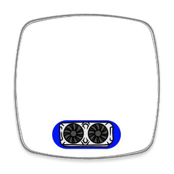 PC Gaming GPU Emblem - Viereckiger Kühlschrankmagnet - Weiß - Vorne