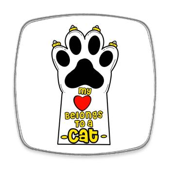 Katzenliebhaber Handdesign mit Herz - Viereckiger Kühlschrankmagnet - Weiß - Vorne