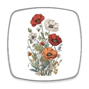 Wunderschönes Boho Mohn Herbarium Bouquet - Viereckiger Kühlschrankmagnet - Weiß - Vorne