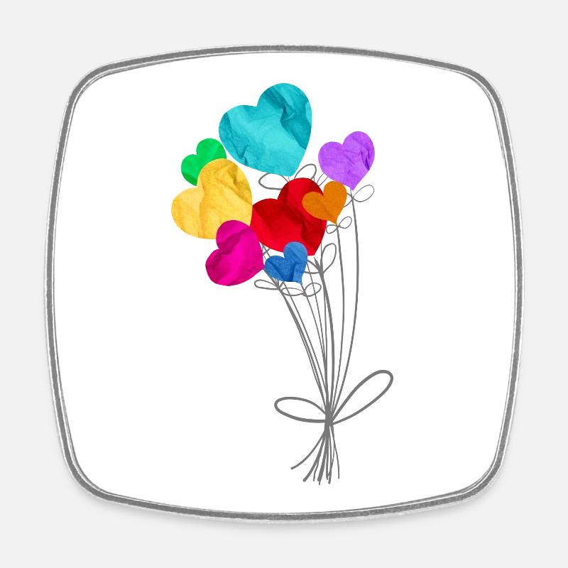 Strauß herzförmiger Luftballons - Viereckiger Kühlschrankmagnet - Weiß