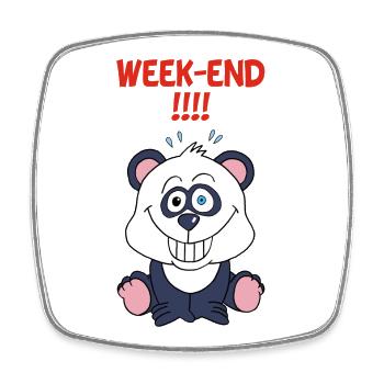 Panda en week end - Magnet carré - blanc - Devant