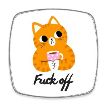 Annoyed cat - Square fridge magnet - white - Front