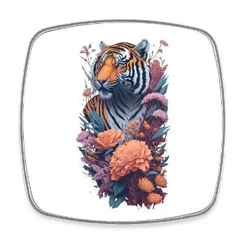 Tiger - Square fridge magnet - white - Front