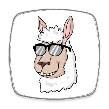 cool llama with sunglasses - Square fridge magnet - white - Front