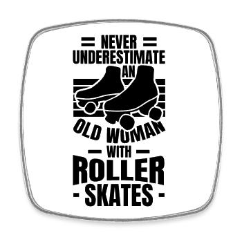 Roller Skater Grandma - Square fridge magnet - white - Front