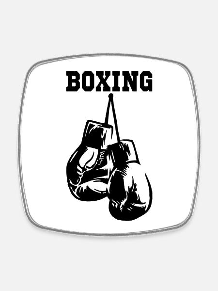 Gants de boxe noirs - Magnet carré - blanc