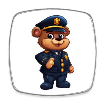 Policier de l’ours - Magnet carré - blanc - Devant