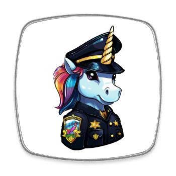 Police de la licorne - Magnet carré - blanc - Devant