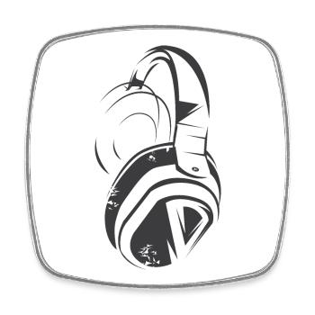 Headphones Style Illustration Symbol icon Music - Square fridge magnet - white - Front