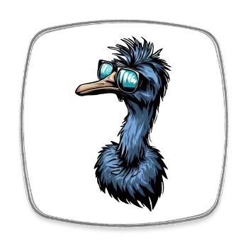 Emu & Ostrich with Cool Sunglasses - Square fridge magnet - white - Front