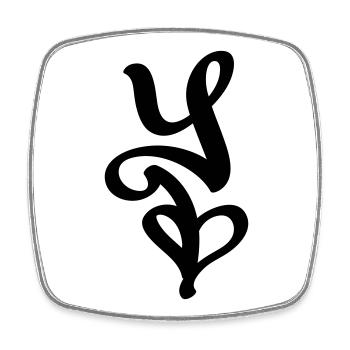 dfyl Signature Letter Y - Viereckiger Kühlschrankmagnet - Weiß - Vorne