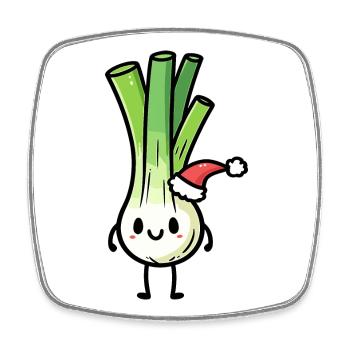 Kawaii leek with santa hat - Square fridge magnet - white - Front