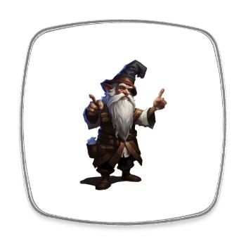 Cool Nain Mage – Dessin animé RPG fantastique - Magnet carré - blanc - Devant