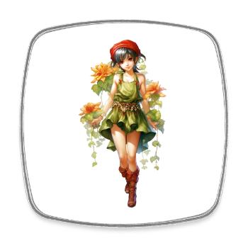 Chemise rouge délicate de la fille d’honneur - Magnet carré - blanc - Devant