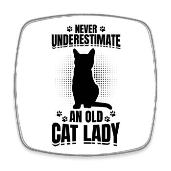 Cat Granny - Square fridge magnet - white - Front