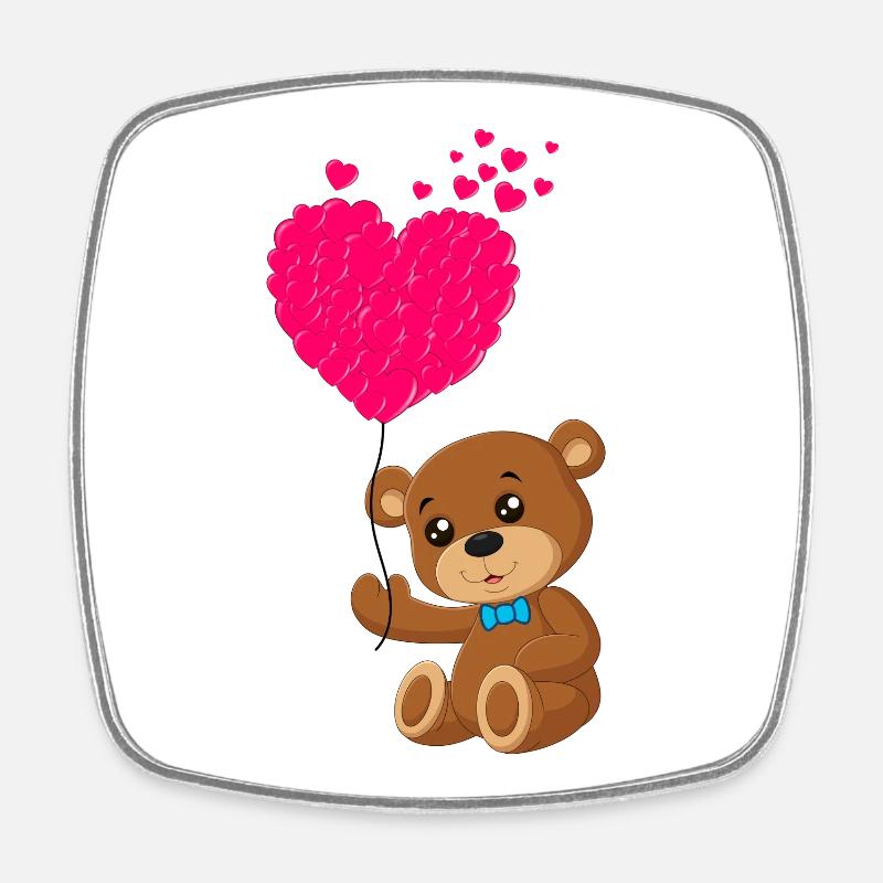 Teddybär mit Herz - Viereckiger Kühlschrankmagnet - Weiß