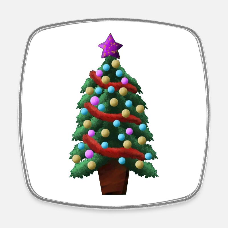 Stickers - Christmas tree with baubles - Square fridge magnet - white