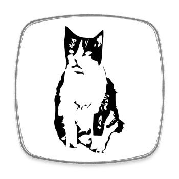 Katze schwarz Katzenshirt Geschenk - Viereckiger Kühlschrankmagnet - Weiß - Vorne